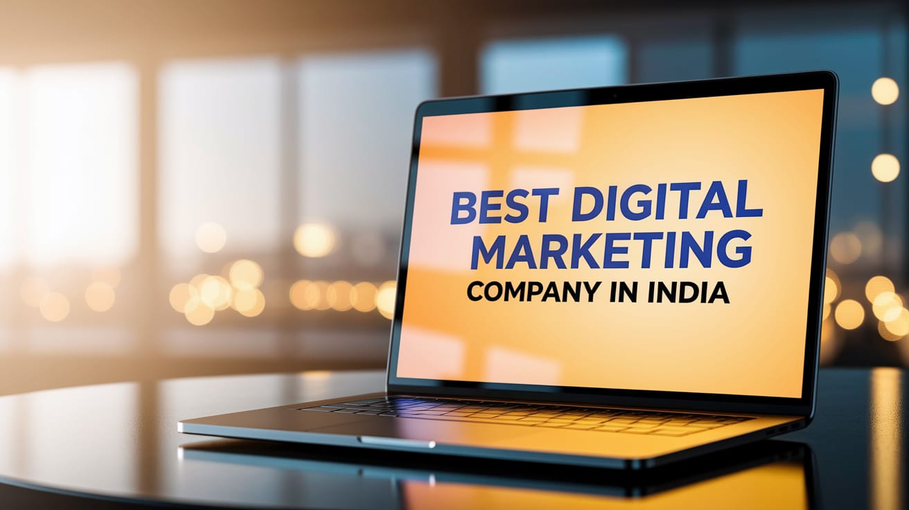 best digital marketing company in India written on a laptop screen